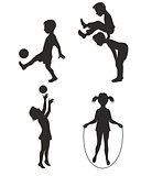Playing children silhouette