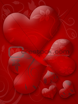 Glossy hearts background