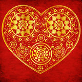 Grunge gold ornamental heart