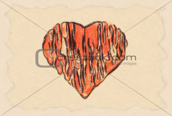Grunge heart on paper
