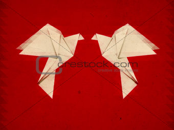 Grunge origami pigeons