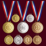set of vector patterns medals gold, silver, bronze