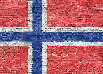 Norwegian flag over wall