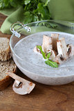 mushroom soup puree with fresh champignons and parsley