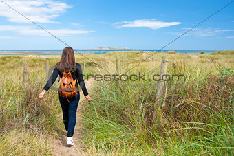 Woman entering in the pathway
