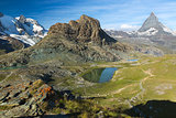 Panorama in Swiss Alps with Rifelsee and Matterhorn, Switzerland