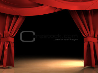red curtains