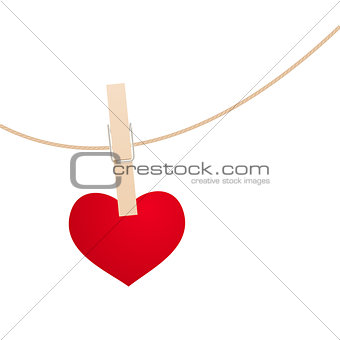 Heart and clothespin