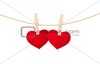 Hearts and clothespins