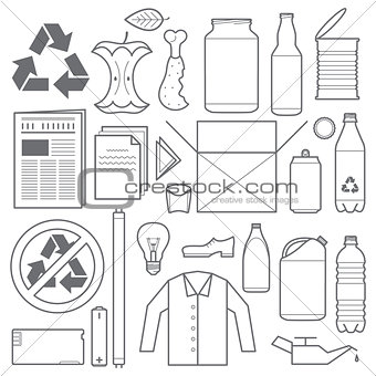 recycling and various waste icons