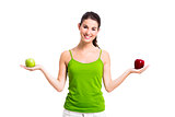 Healthy woman with apples