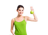 Healthy woman with a green apple