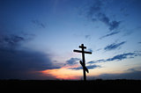 cross silhouette with the sunset