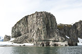 Rock ea coast of the Antarctic islands in the summer.