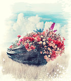 Old Boat With Flowers