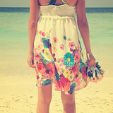 Vintage girl on beach