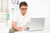 Mature Asian man using computer