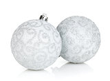 Silver christmas baubles