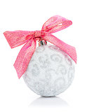 Christmas bauble with red ribbon