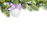 Christmas colorful decor and snow fir tree