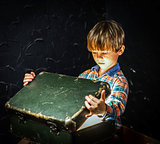 Little boy finding treasure