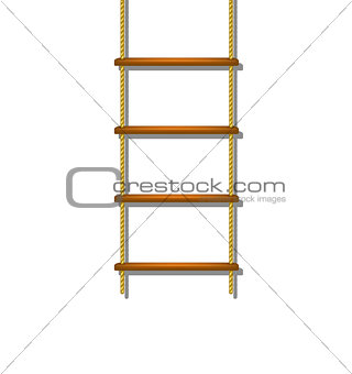 Wooden rope ladder with shadow