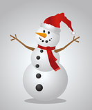 Christmas Snowman with a Santa Hat