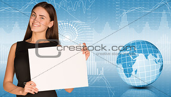 Businesswoman hold paper sheet