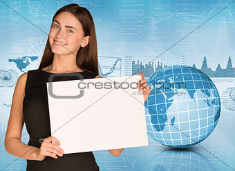 Businesswoman hold paper sheet