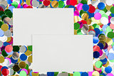small color confetti and empty card