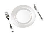fork with knife and plate
