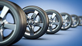 row of car wheels