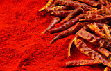 Red chili peppers and chili powder