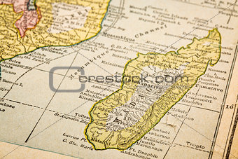 Madagascar on vintage map