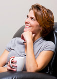 woman drinking coffee