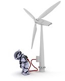 Robot recharging by wind turbine