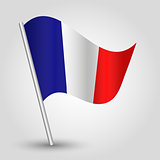 vector 3d waving french flag on pole