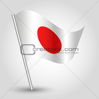 vector 3d waving japanese flag on pole