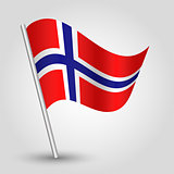 vector 3d norwegian waving  flag on pole