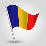 vector 3d waving romanian flag on pole