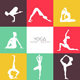 Yoga poses silhouette set