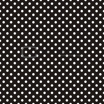 Tile vector pattern with white polka dots on black background