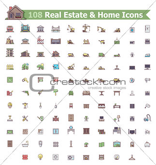 Real estate and home icon set