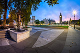 Panorama of Parliament Square and Queen Elizabeth Tower in Londo