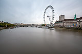 South Bank of the River Thames and London Skyline in the Morning