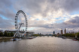 River Thames, Westminster Palace and London Skyline in the Eveni