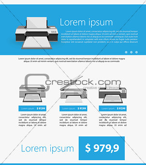 Flat minimalist vector template business design. Gray printers.