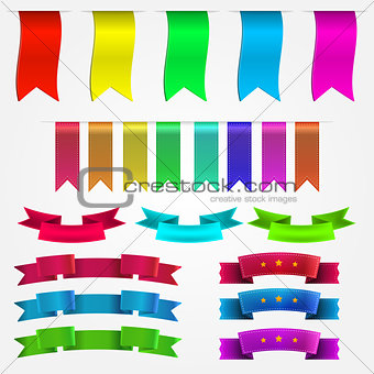 Vector illustration of colored ribbons set