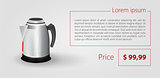 Flat minimalist vector template business design. Electric kettle.