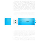 Vector illustration of blue USB flash drive
